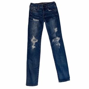 American Eagle Distressed Jeans Super Stretch 00 Regular Fit